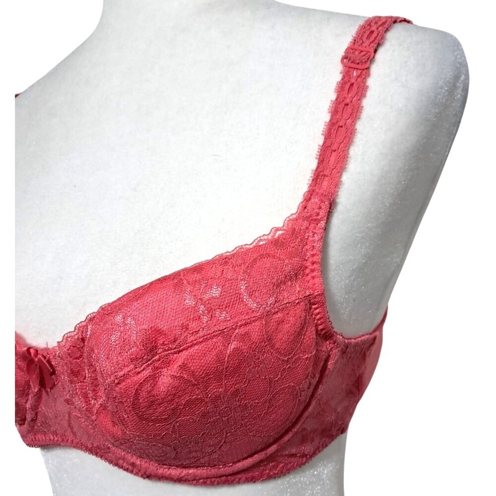 Adonna Bra 36 C Dream Maker Push Up Hot Pink Lace Underwire Adjustable Straps - Picture 6 of 11